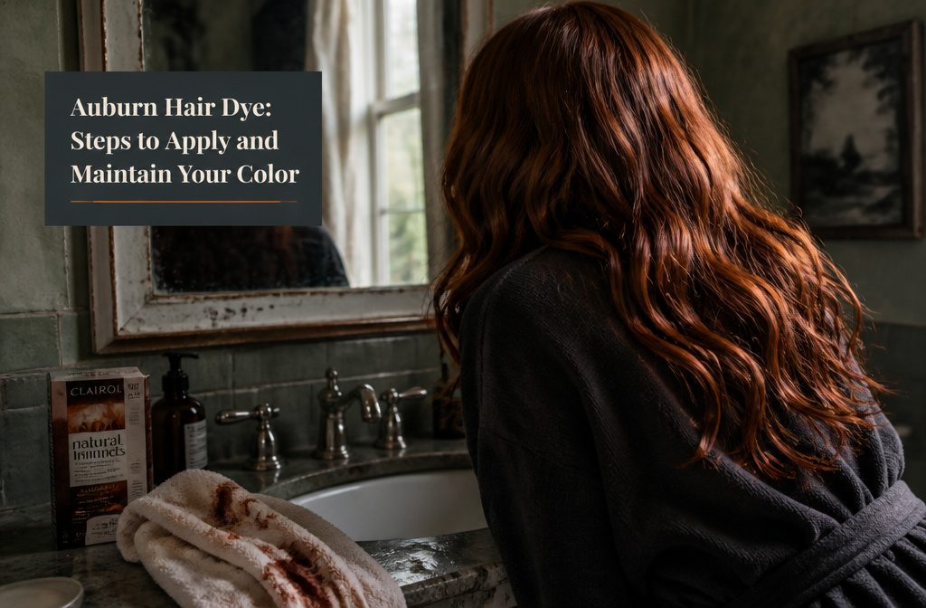 Auburn hair with warm red tones woven through a brunette base