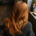 Golden copper hair with warm gold tones and a reflective shine