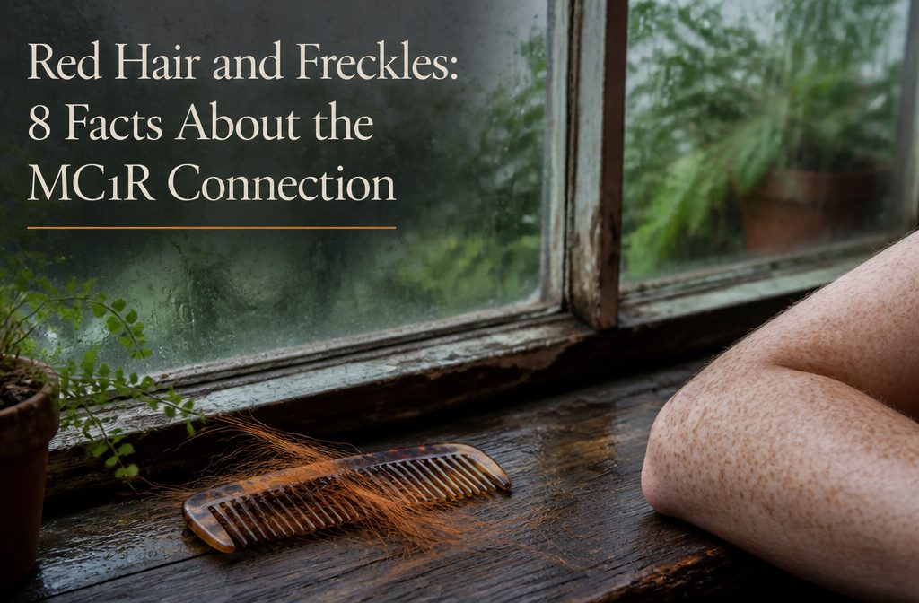Red-haired face with freckles scattered across the nose and cheeks